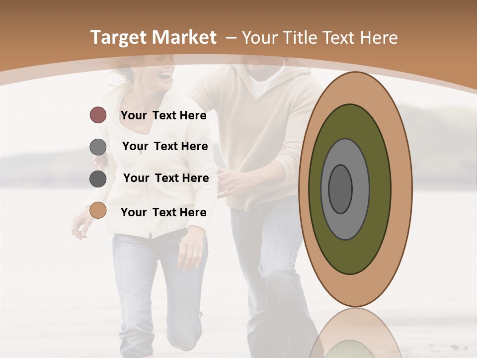 Couple Running On Beach Holding Hands Smiling PowerPoint Template