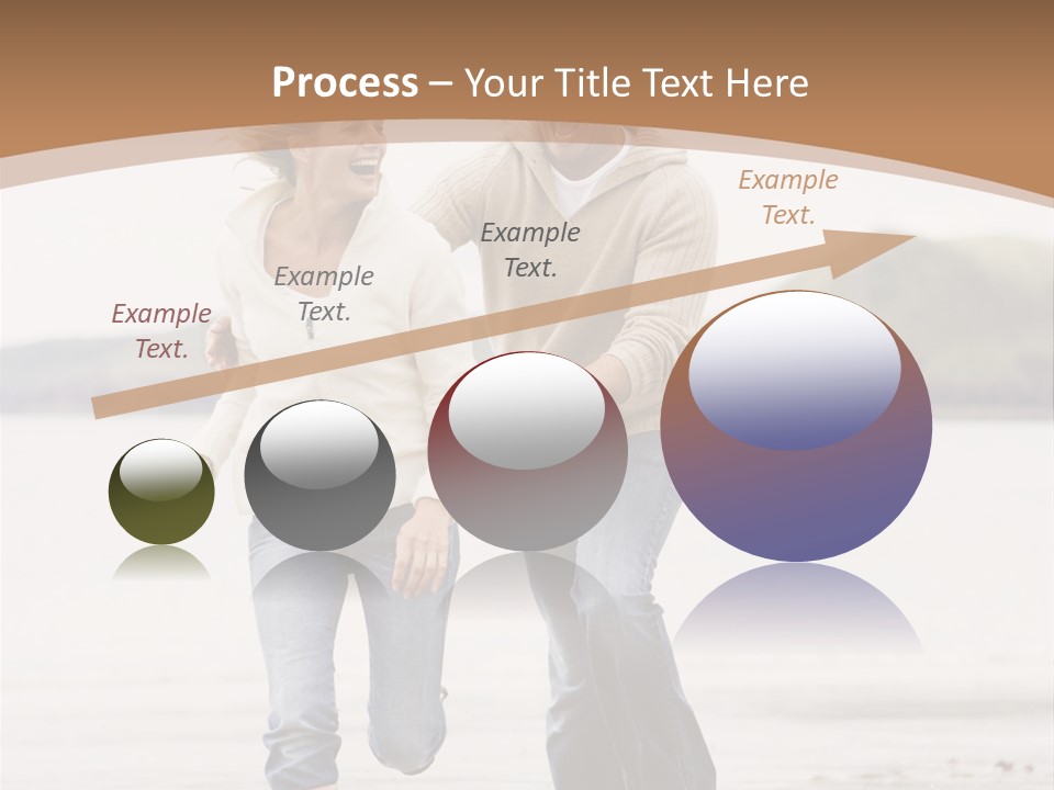 Couple Running On Beach Holding Hands Smiling PowerPoint Template