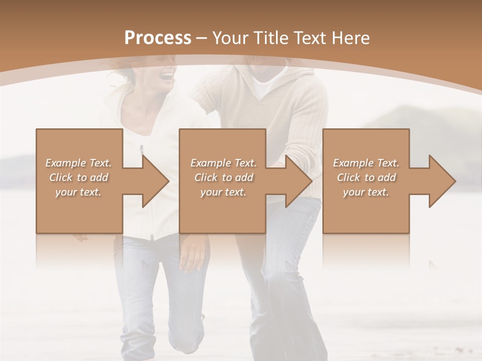 Couple Running On Beach Holding Hands Smiling PowerPoint Template