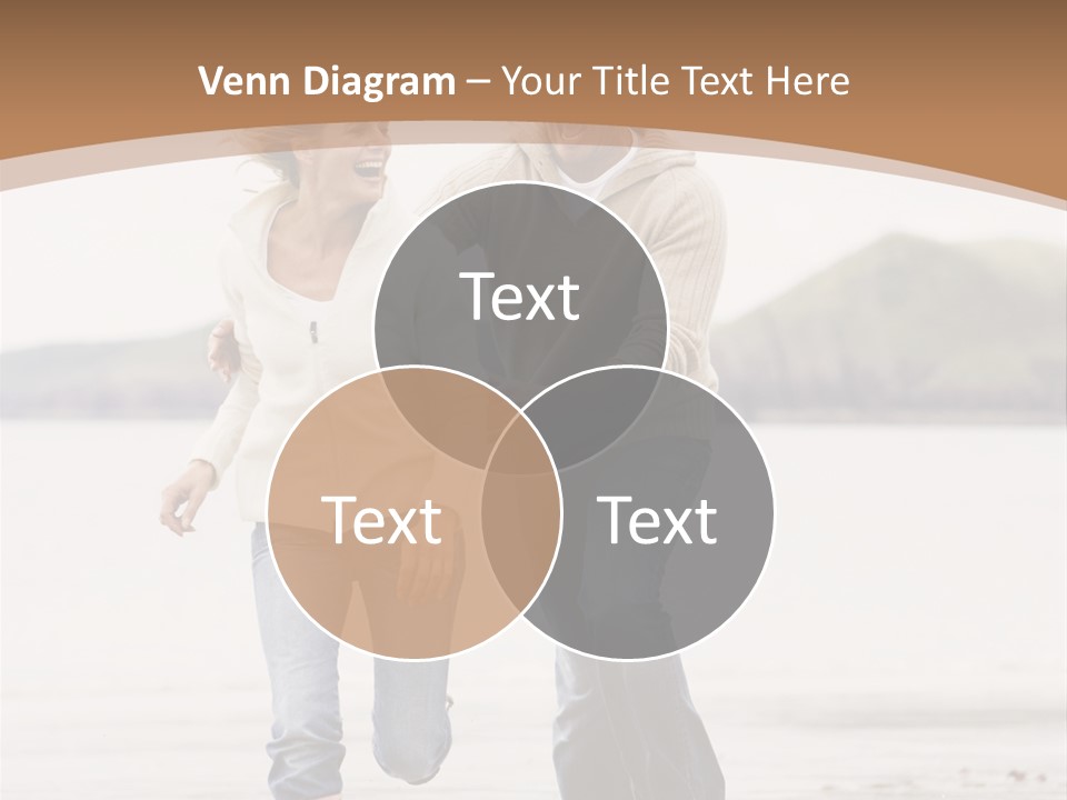 Couple Running On Beach Holding Hands Smiling PowerPoint Template