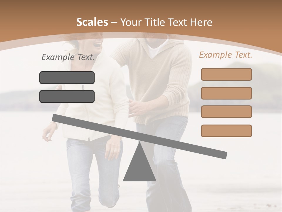 Couple Running On Beach Holding Hands Smiling PowerPoint Template