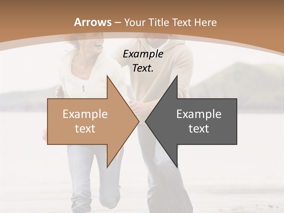 Couple Running On Beach Holding Hands Smiling PowerPoint Template