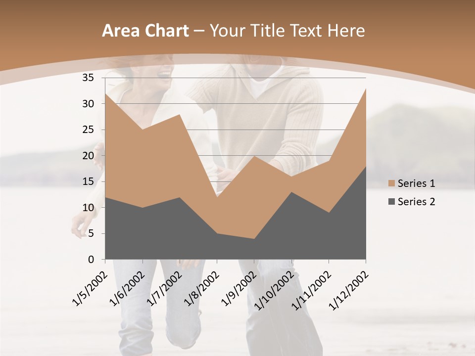 Couple Running On Beach Holding Hands Smiling PowerPoint Template