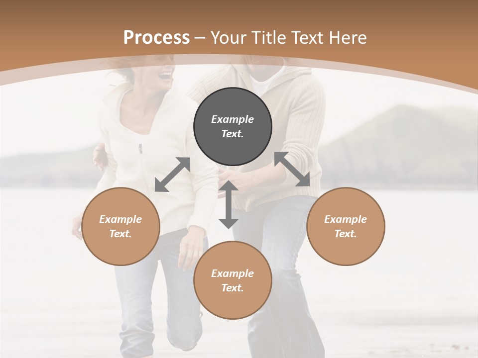 Couple Running On Beach Holding Hands Smiling PowerPoint Template