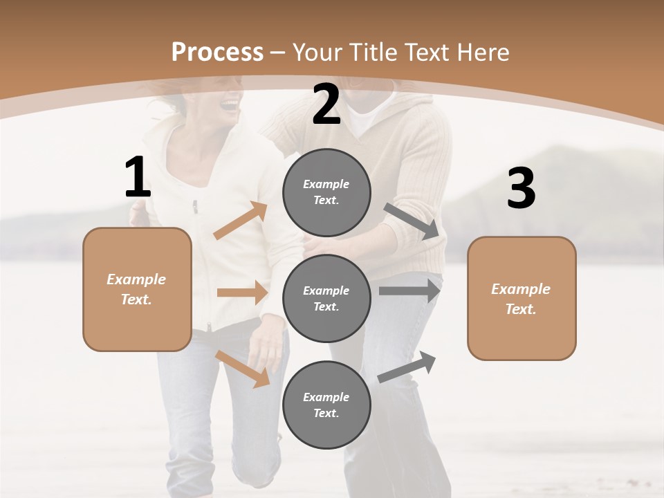 Couple Running On Beach Holding Hands Smiling PowerPoint Template