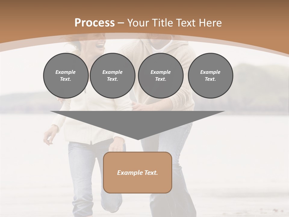 Couple Running On Beach Holding Hands Smiling PowerPoint Template