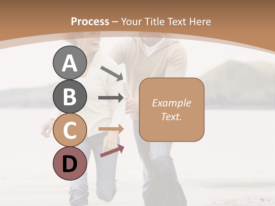 Couple Running On Beach Holding Hands Smiling PowerPoint Template