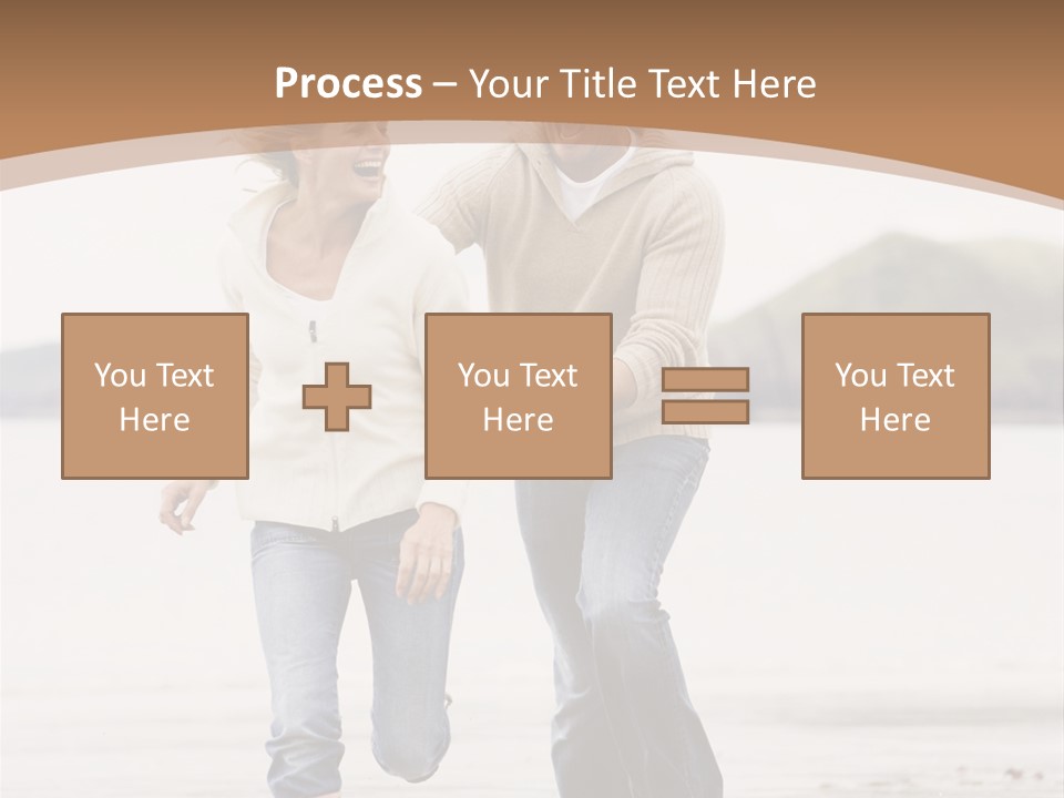 Couple Running On Beach Holding Hands Smiling PowerPoint Template