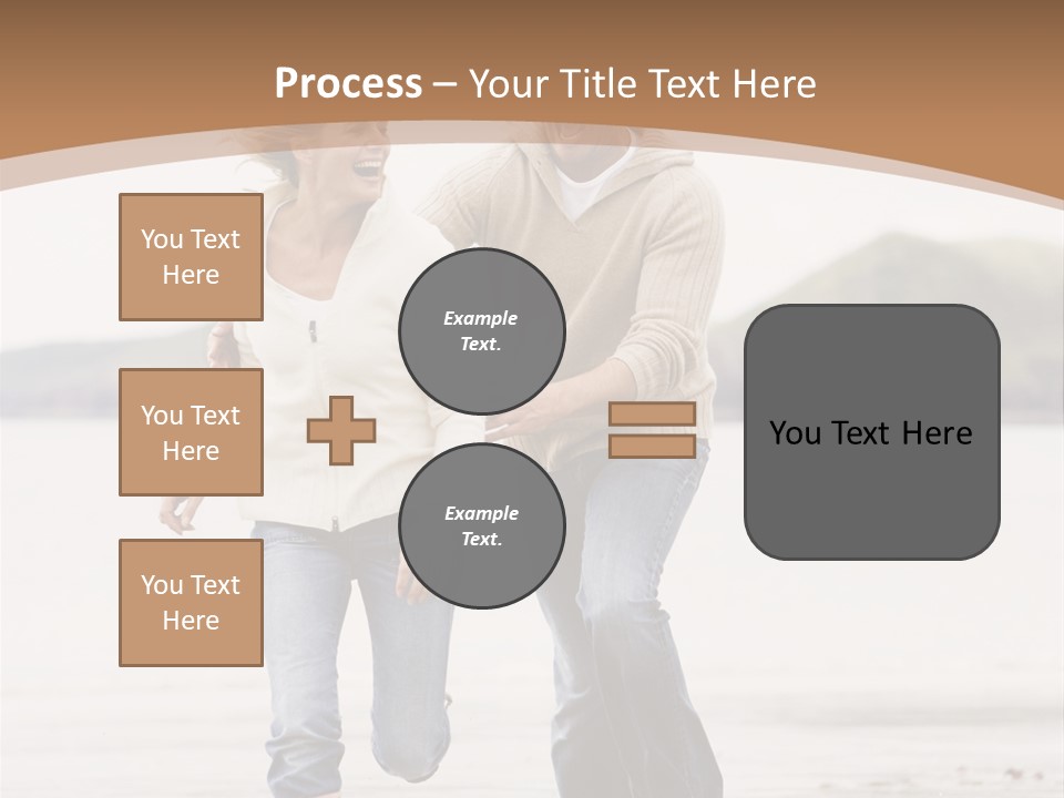 Couple Running On Beach Holding Hands Smiling PowerPoint Template