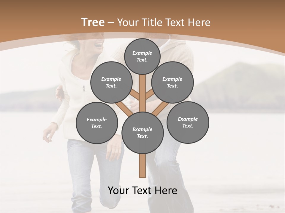 Couple Running On Beach Holding Hands Smiling PowerPoint Template