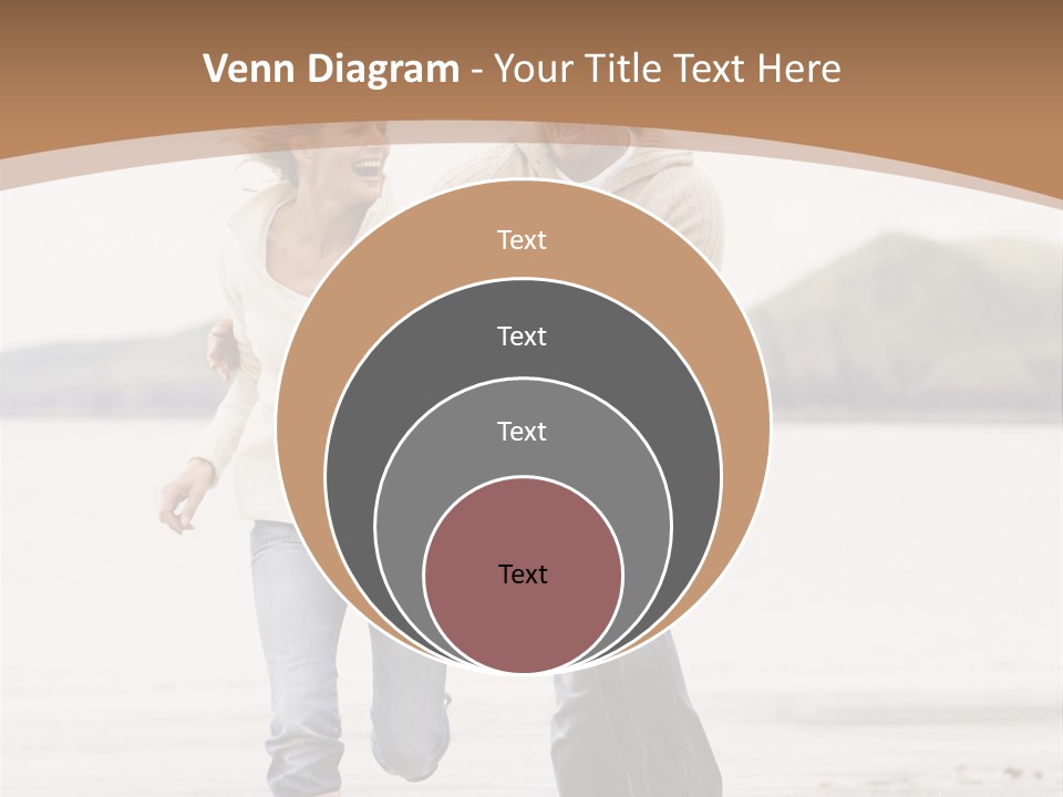 Couple Running On Beach Holding Hands Smiling PowerPoint Template