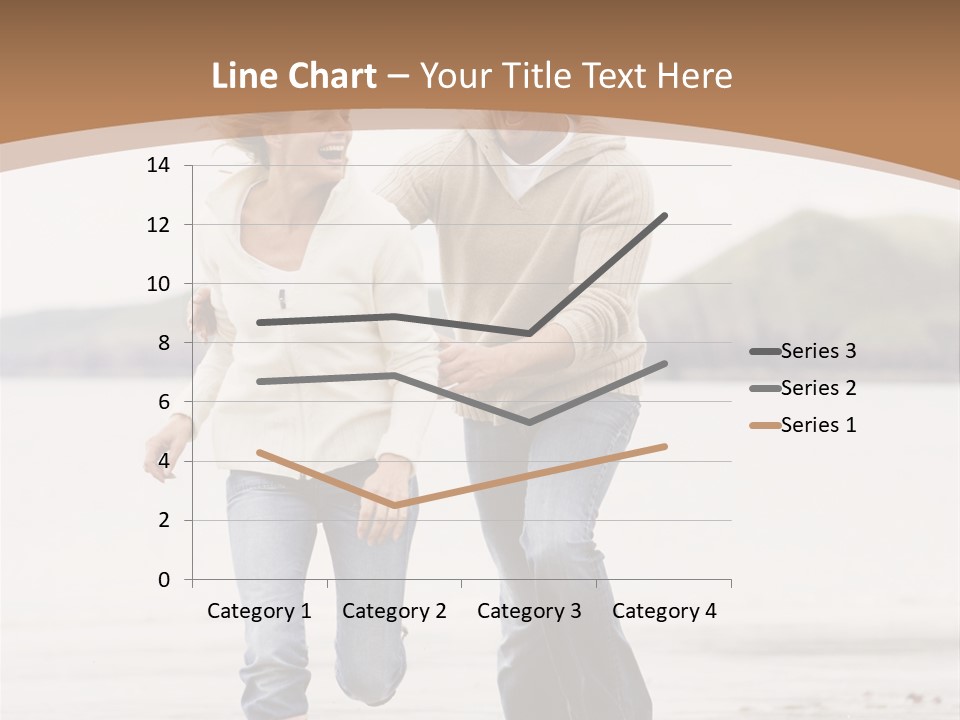 Couple Running On Beach Holding Hands Smiling PowerPoint Template