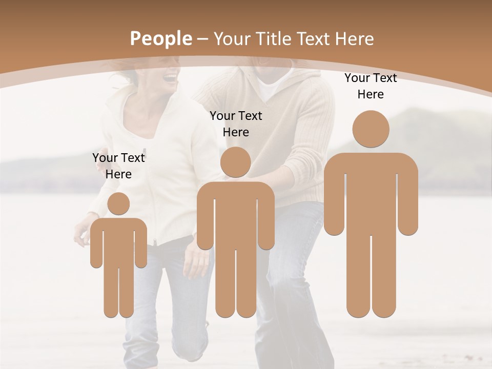 Couple Running On Beach Holding Hands Smiling PowerPoint Template