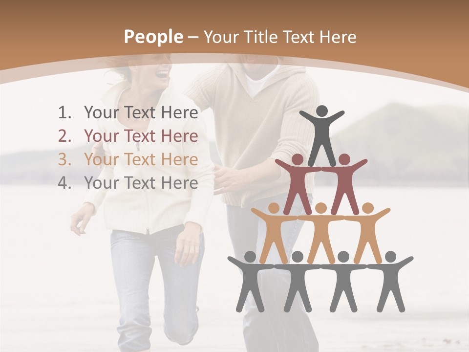 Couple Running On Beach Holding Hands Smiling PowerPoint Template