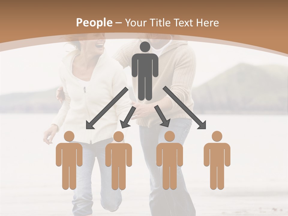 Couple Running On Beach Holding Hands Smiling PowerPoint Template