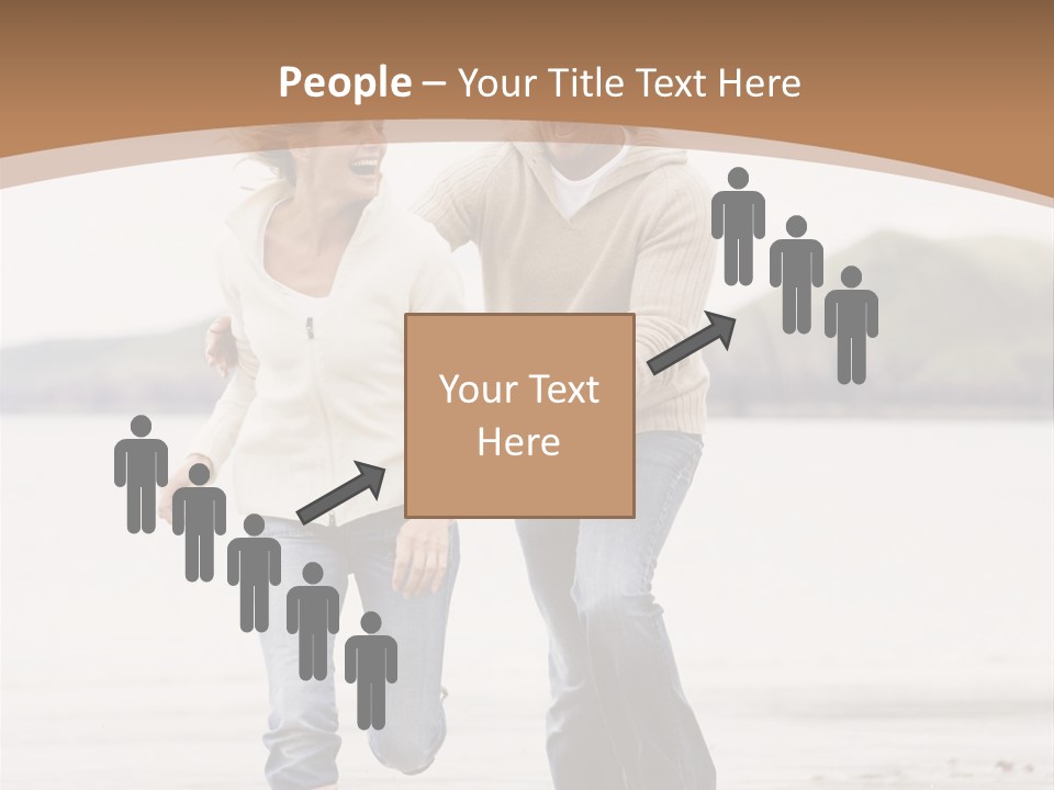 Couple Running On Beach Holding Hands Smiling PowerPoint Template