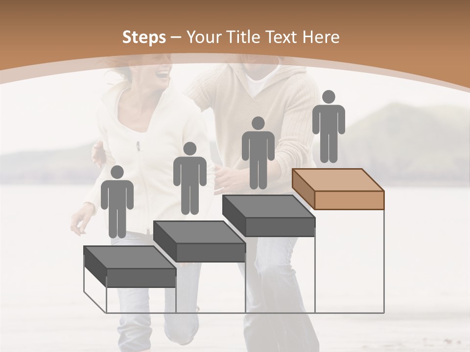 Couple Running On Beach Holding Hands Smiling PowerPoint Template