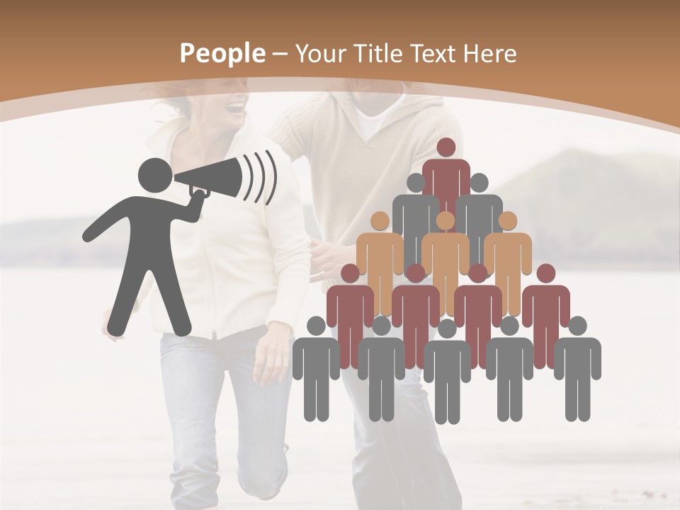 Couple Running On Beach Holding Hands Smiling PowerPoint Template