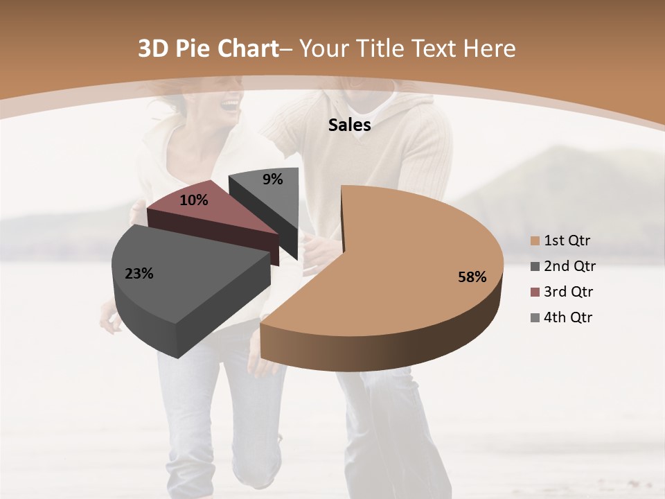 Couple Running On Beach Holding Hands Smiling PowerPoint Template