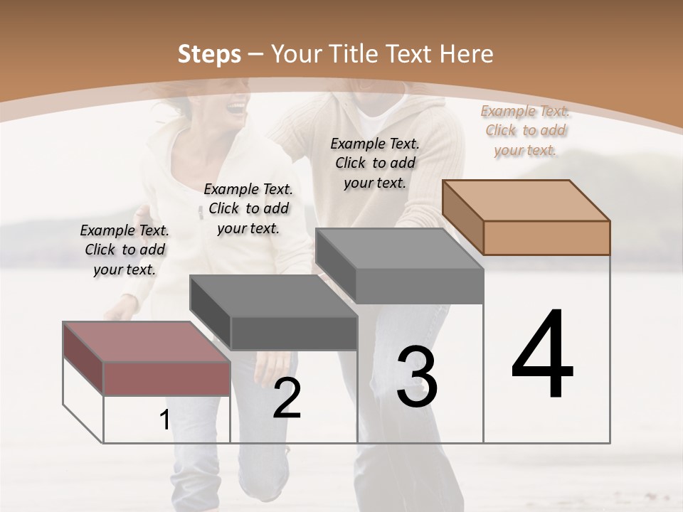 Couple Running On Beach Holding Hands Smiling PowerPoint Template