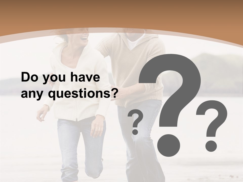 Couple Running On Beach Holding Hands Smiling PowerPoint Template