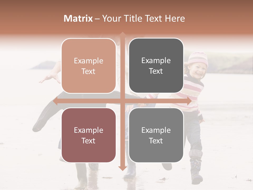 Family Running On Beach Holding Hands Smiling PowerPoint Template