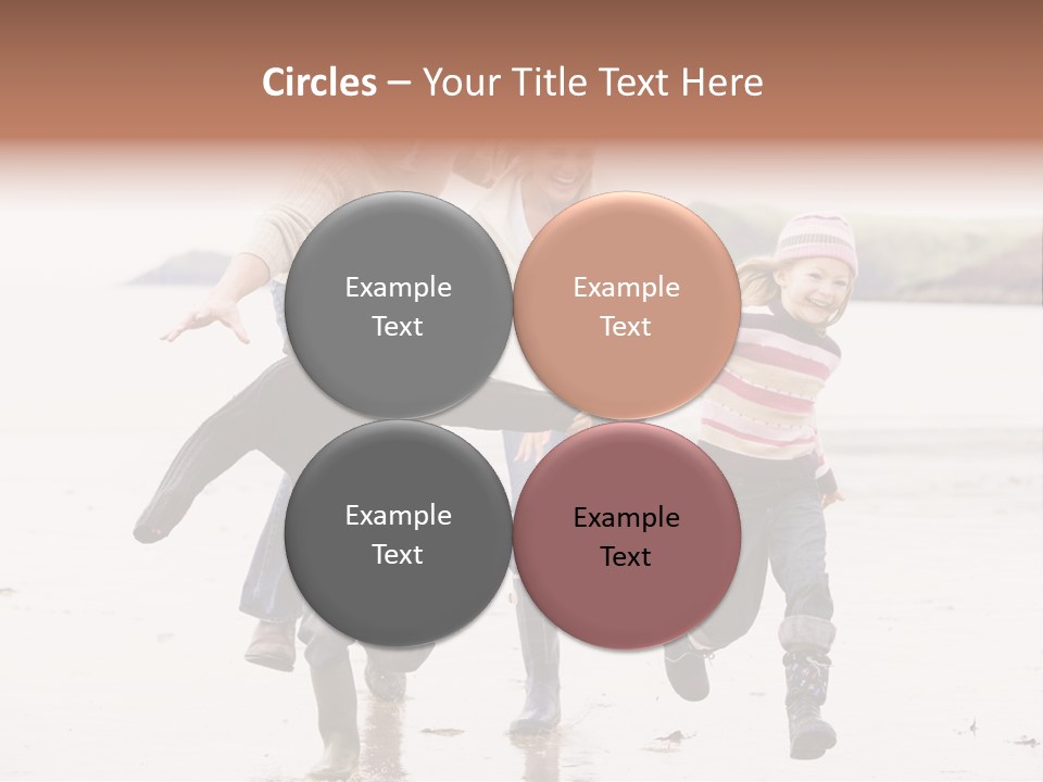 Family Running On Beach Holding Hands Smiling PowerPoint Template
