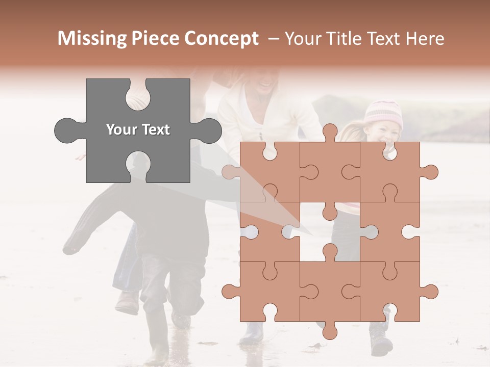 Family Running On Beach Holding Hands Smiling PowerPoint Template