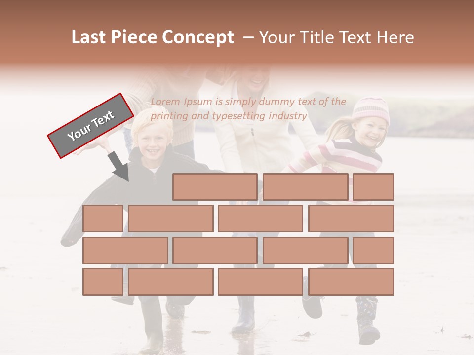 Family Running On Beach Holding Hands Smiling PowerPoint Template