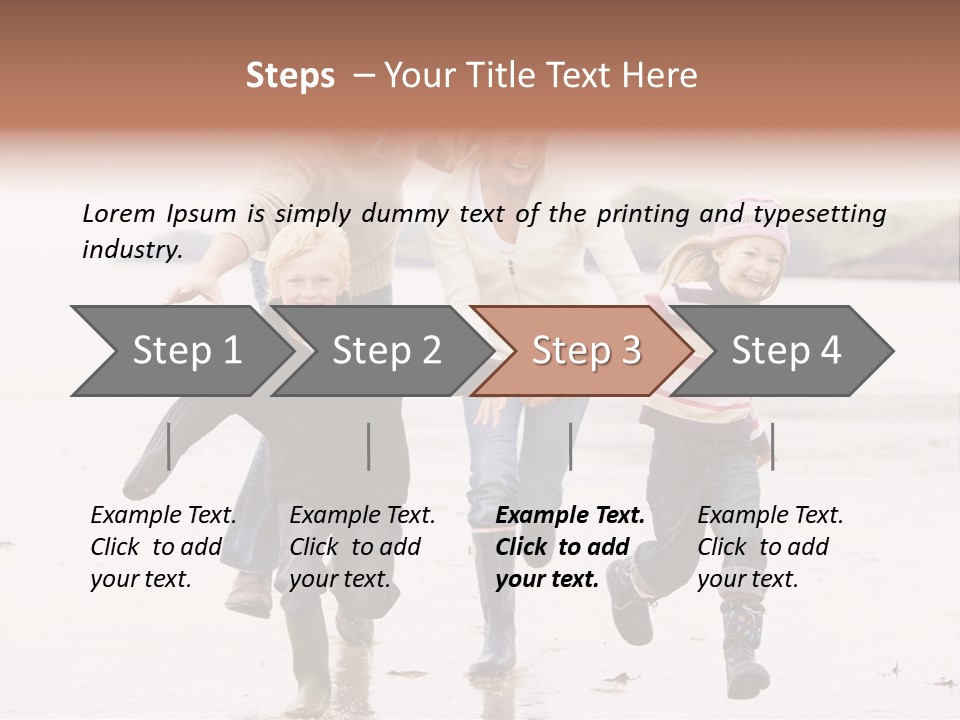 Family Running On Beach Holding Hands Smiling PowerPoint Template