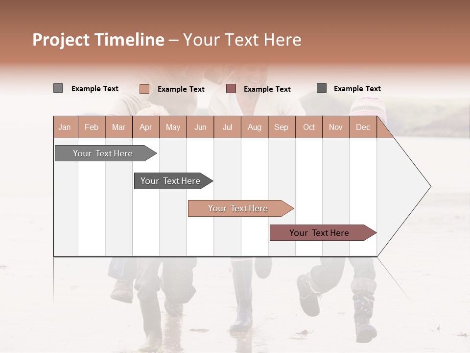 Family Running On Beach Holding Hands Smiling PowerPoint Template