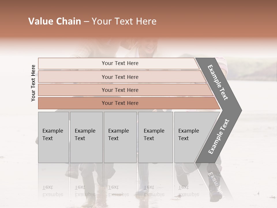 Family Running On Beach Holding Hands Smiling PowerPoint Template