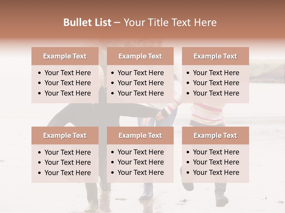 Family Running On Beach Holding Hands Smiling PowerPoint Template