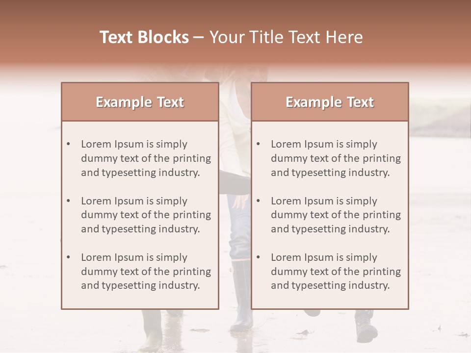 Family Running On Beach Holding Hands Smiling PowerPoint Template