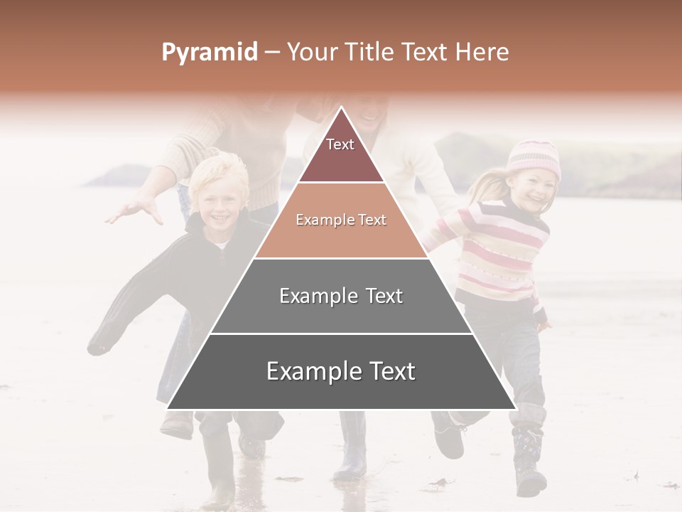 Family Running On Beach Holding Hands Smiling PowerPoint Template