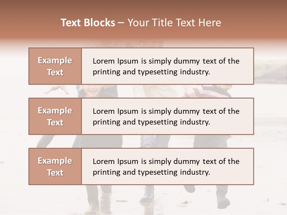 Family Running On Beach Holding Hands Smiling PowerPoint Template