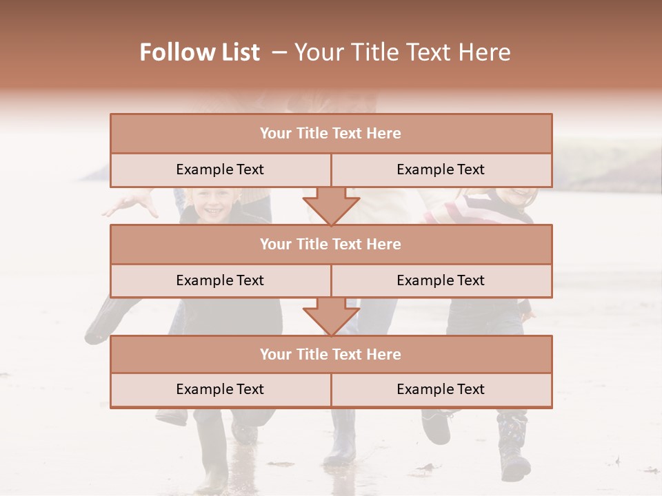 Family Running On Beach Holding Hands Smiling PowerPoint Template