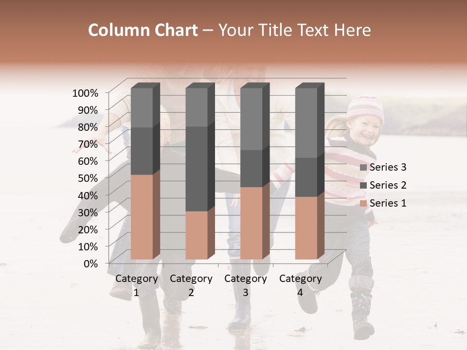 Family Running On Beach Holding Hands Smiling PowerPoint Template