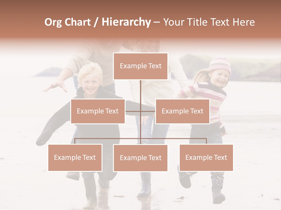 Family Running On Beach Holding Hands Smiling PowerPoint Template