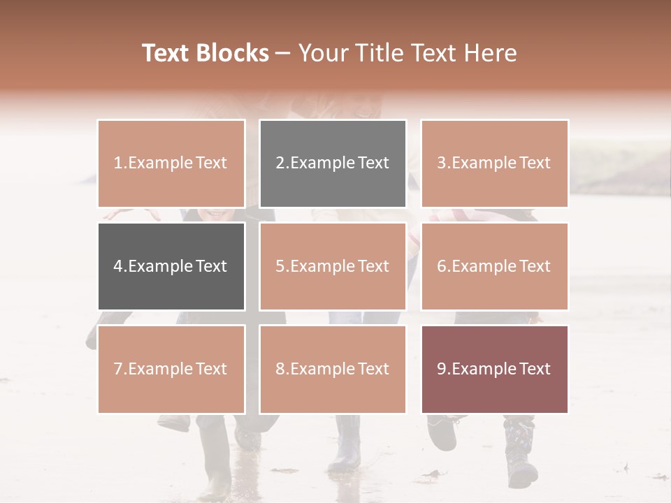 Family Running On Beach Holding Hands Smiling PowerPoint Template