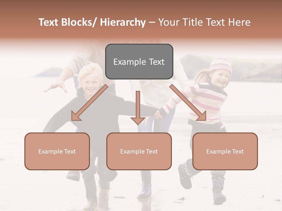 Family Running On Beach Holding Hands Smiling PowerPoint Template