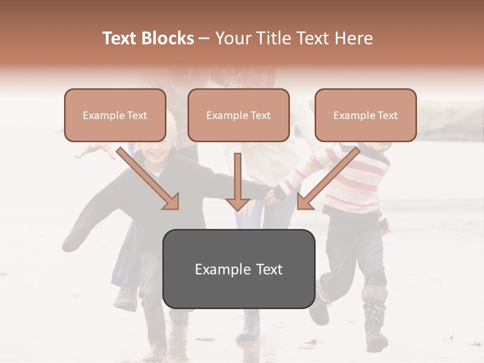 Family Running On Beach Holding Hands Smiling PowerPoint Template