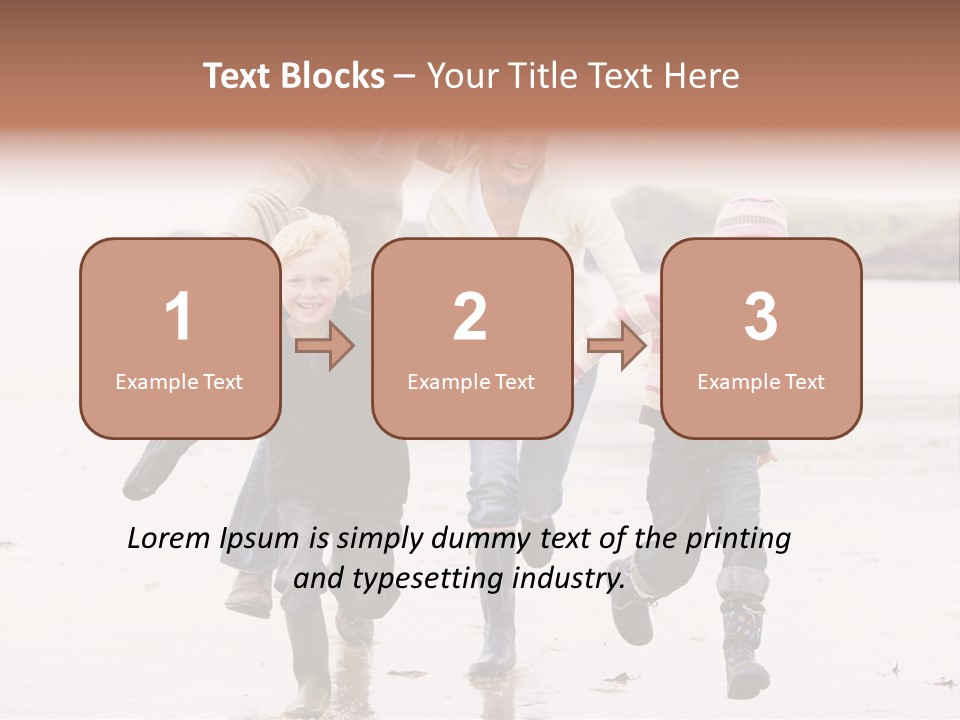 Family Running On Beach Holding Hands Smiling PowerPoint Template