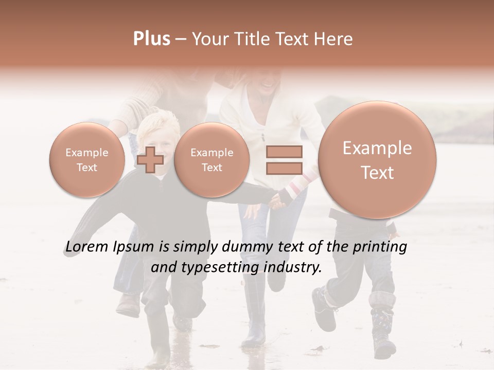 Family Running On Beach Holding Hands Smiling PowerPoint Template