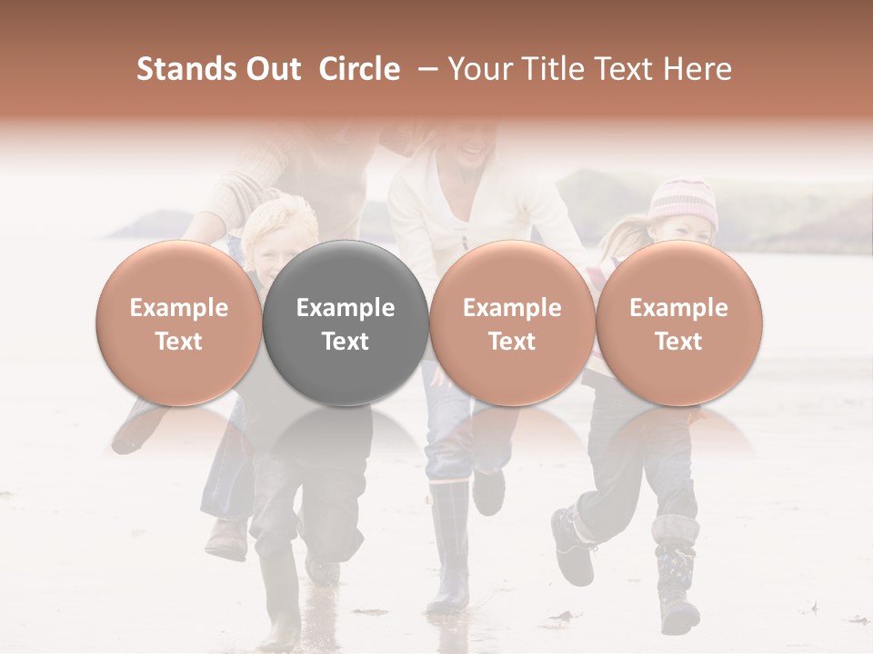Family Running On Beach Holding Hands Smiling PowerPoint Template