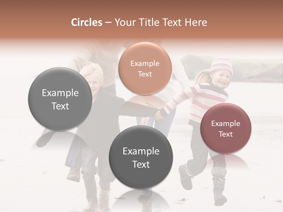 Family Running On Beach Holding Hands Smiling PowerPoint Template