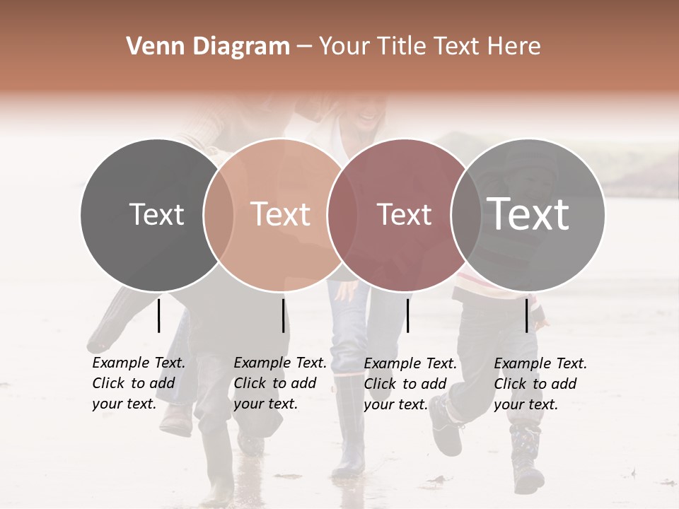 Family Running On Beach Holding Hands Smiling PowerPoint Template