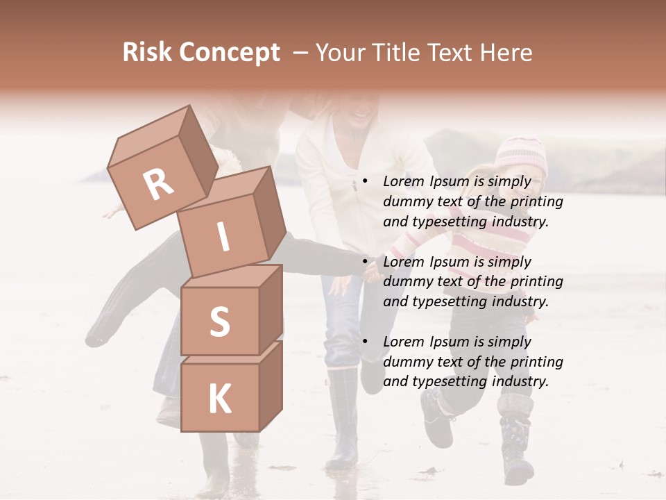 Family Running On Beach Holding Hands Smiling PowerPoint Template