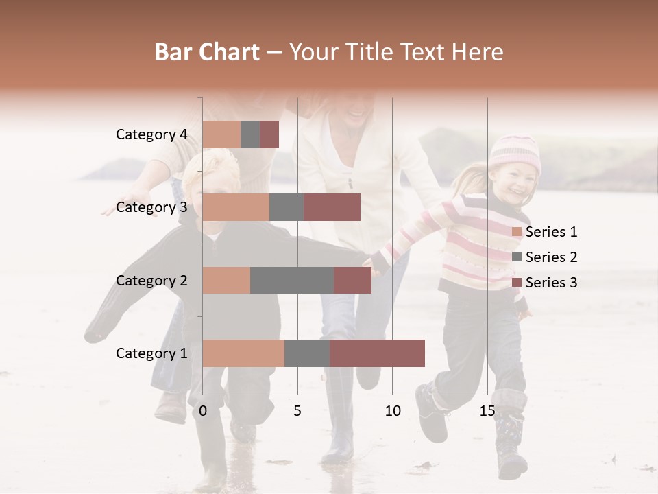 Family Running On Beach Holding Hands Smiling PowerPoint Template