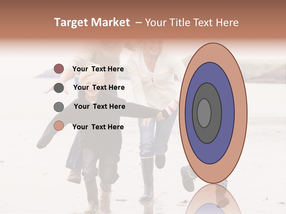 Family Running On Beach Holding Hands Smiling PowerPoint Template